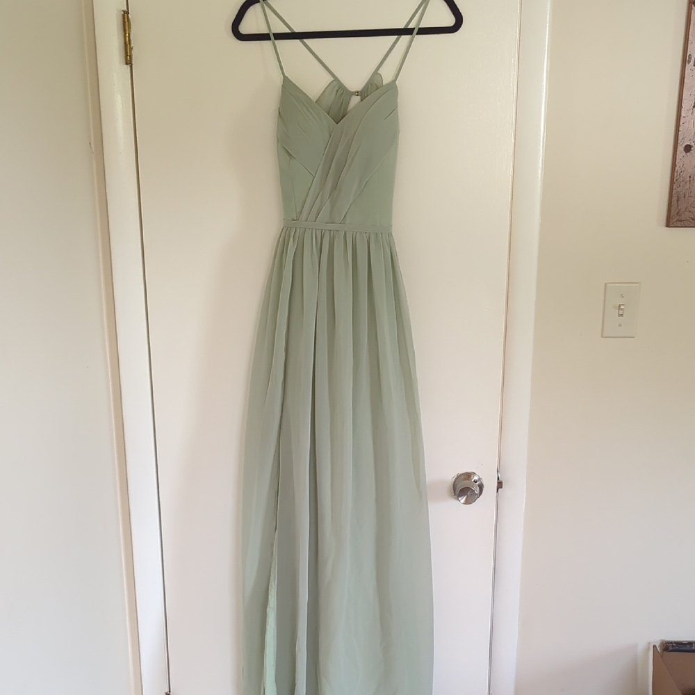 Azazie Green Spaghetti Strap Sundress Maxi